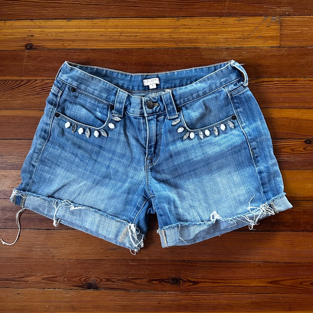 J Crew Denim Shorts with Embellishments